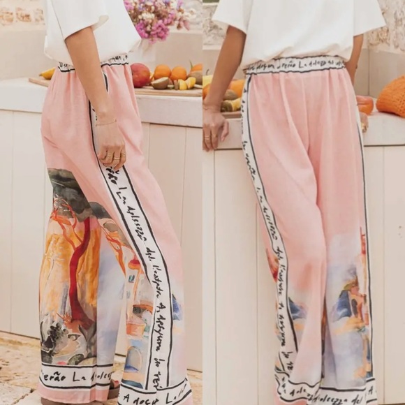 ITALIAN Artistic Pink Wide Leg Women's Pants